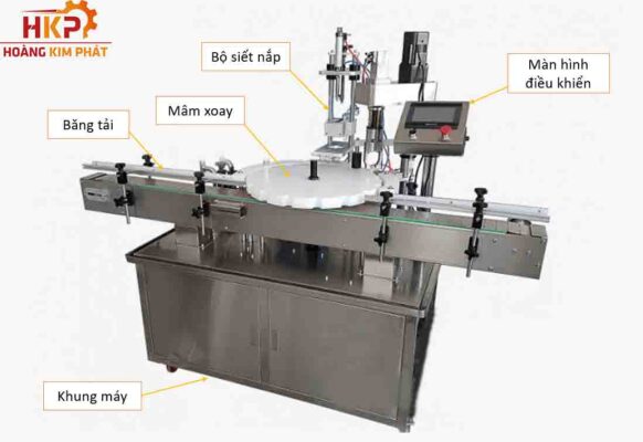 Máy siết nắp mâm xoay tự động.